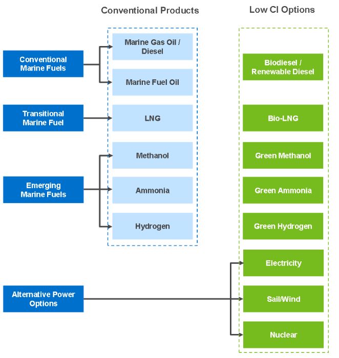 Decarbonizing the Maritime Sector with Low Carbon Intensity (CI) Fuels 
